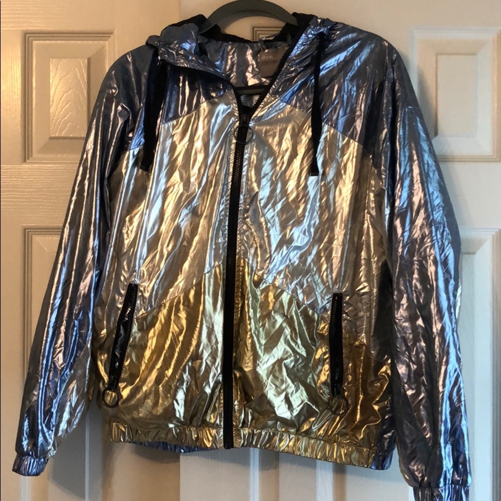 Metallic Colorblock Raincoat